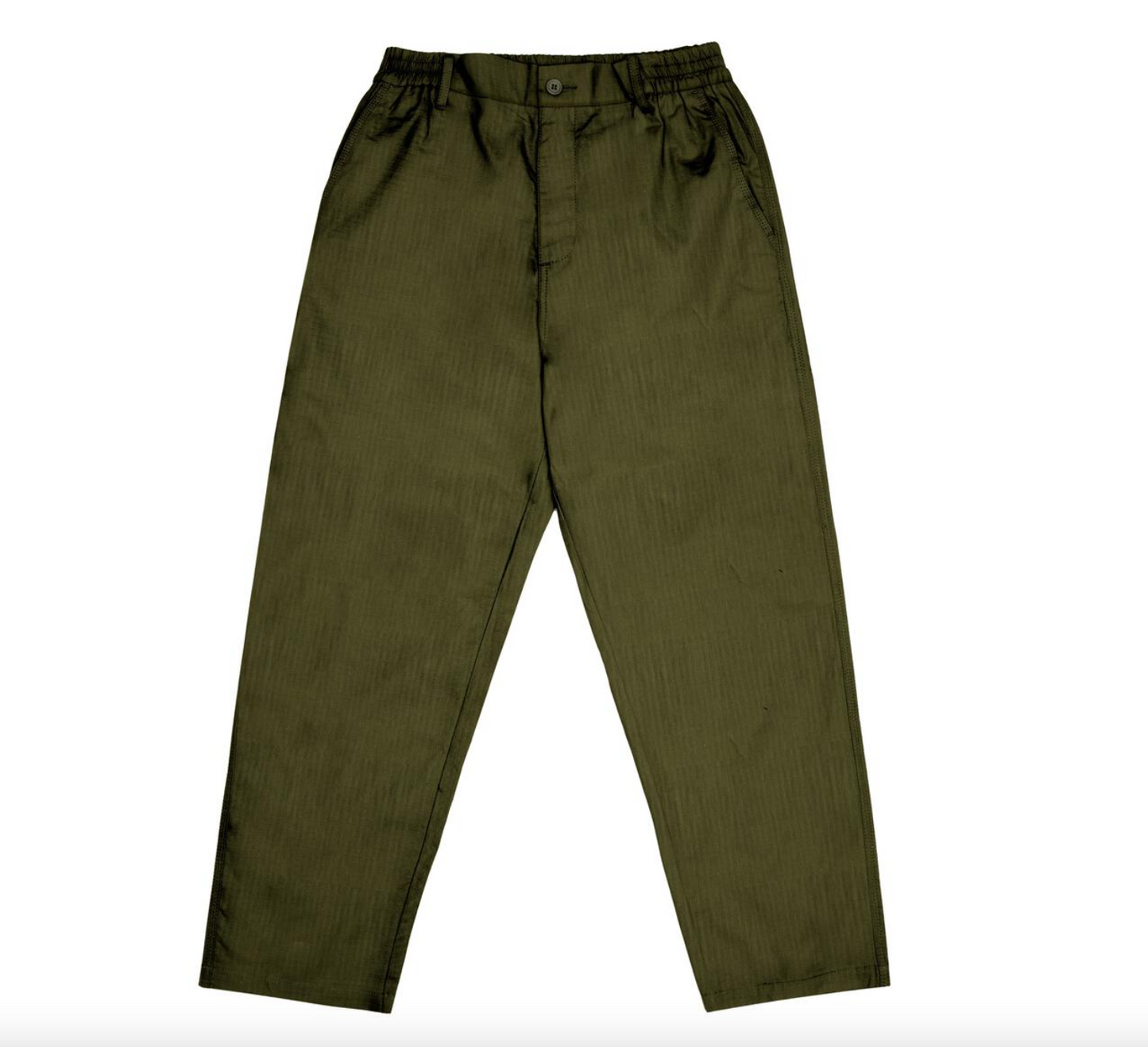 WKND LOOSIES PANTS-GREEN HERRINGBONE