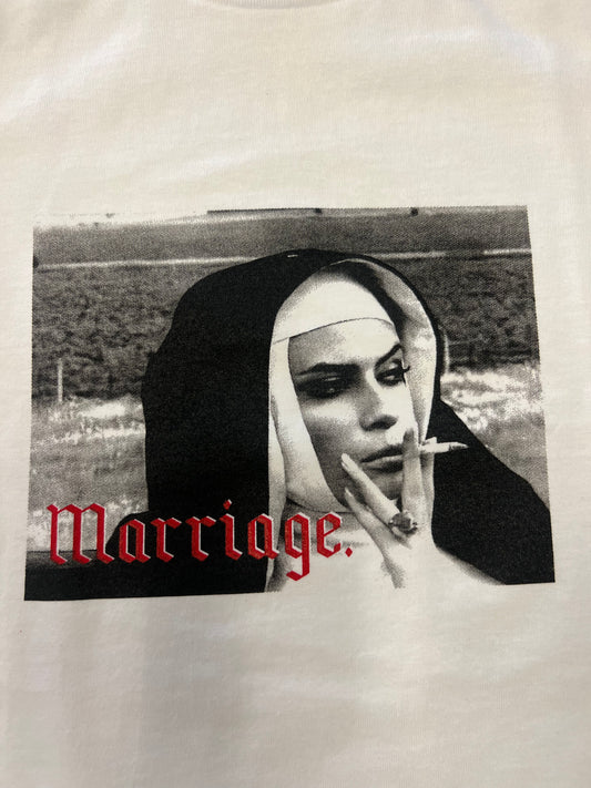 Marriage Smoking Nun Graphic White S/S T-Shirt