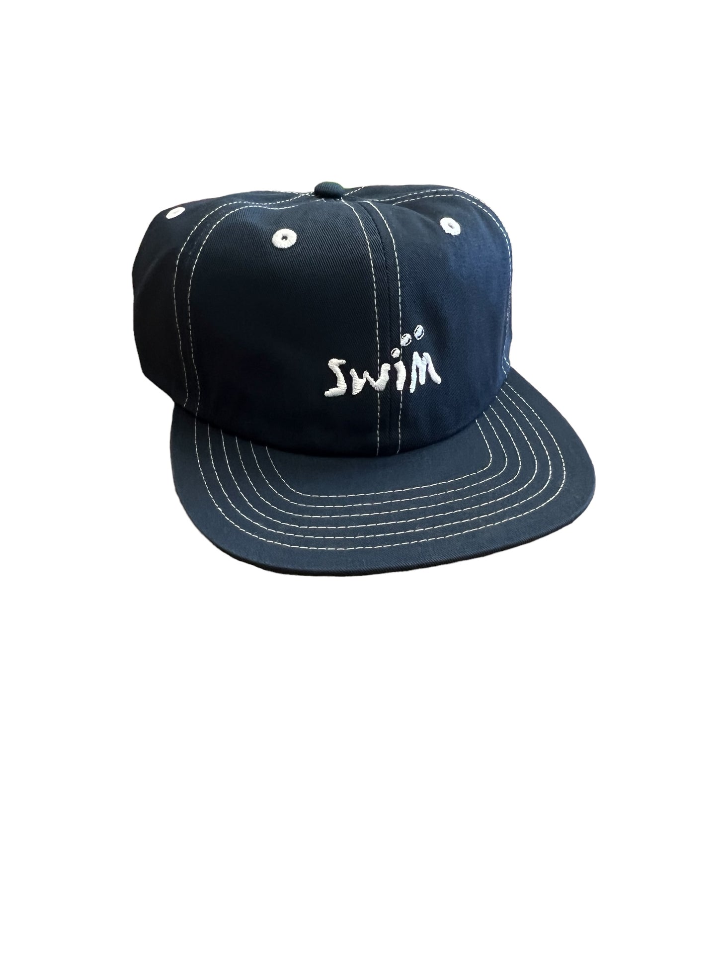 Swim Six Panel Hat (navy and white)