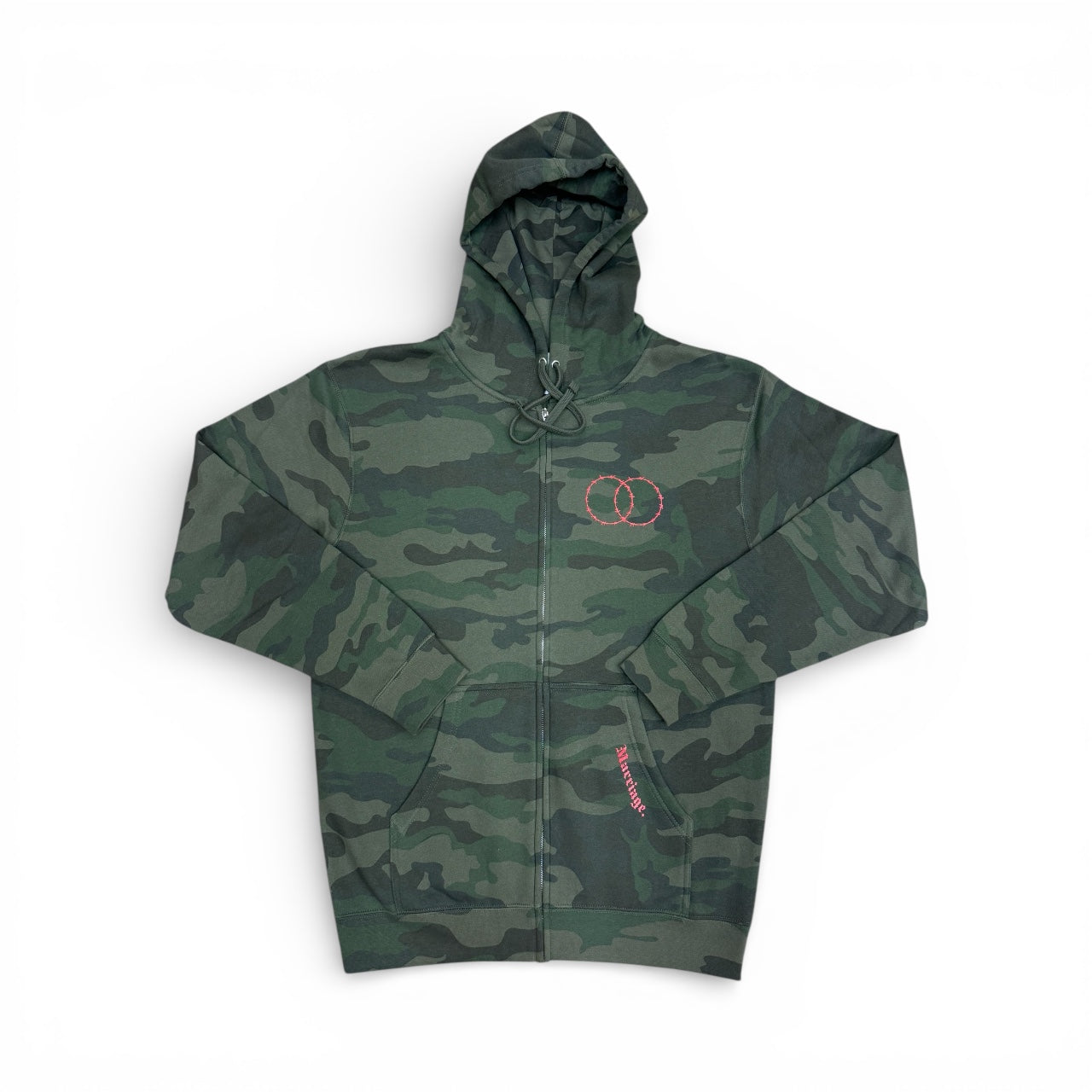 Marriage Barbed Rings Zip-Up Hoodie (Camo)