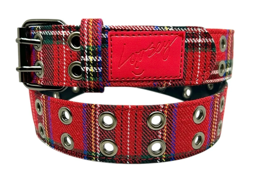 Loosey Plaid Grommet Hole Belt