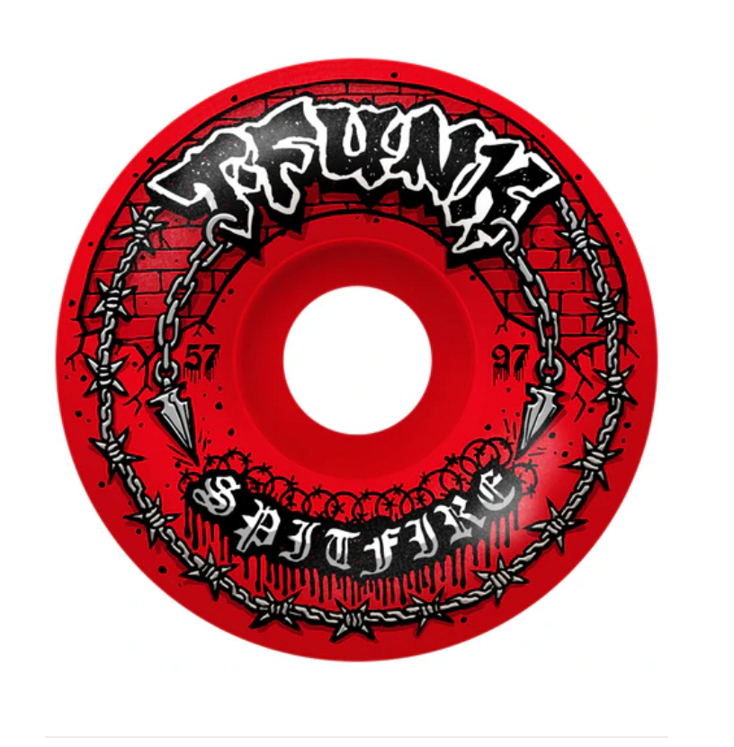 SPITFIRE F4 97 T-FUNK RAW RADIAL FULL RED 57 Wheels