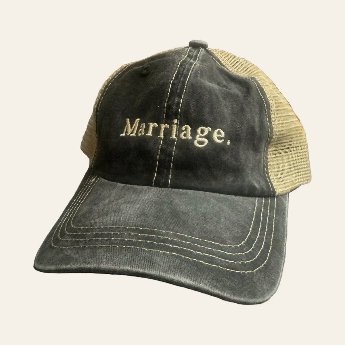 Marriage washed cotton two-tone mesh cap